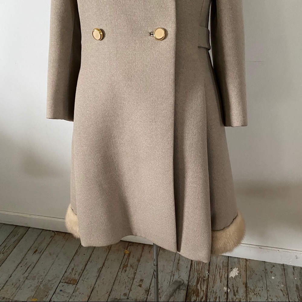Vintage Blonde Mink & Wool Overcoat Beige Coat - Picture 5 of 15